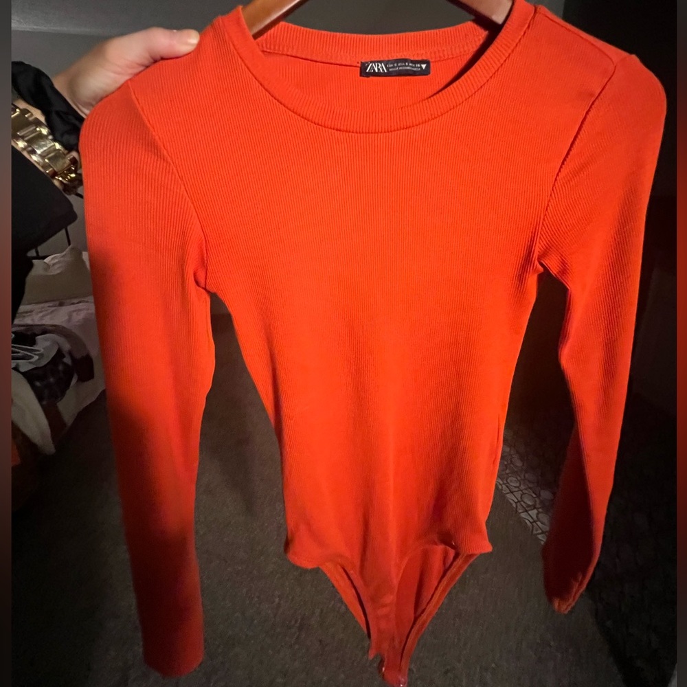 Zara orange long sleeve body suit